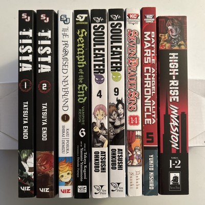 Manga Lot English 9 Vol Mixed Set - TISTA, SOUL EATER, High Rise Invasion, Alita