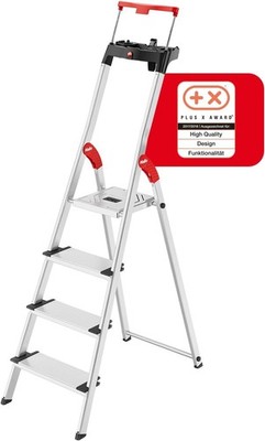 Hailo L85 ComfortLine Alu-Sicherheits-Stehleiter - 4 XXL-Stufen belastbar bis 