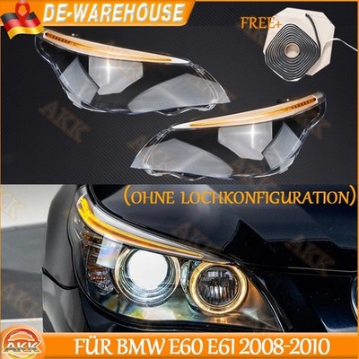 Paar Scheinwerferglas Streuscheibe Satz mit LED für BMW 5er E60 E61 2008-2010