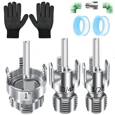 3Pcs Integrated Internal & External Pipe Threading Tool,  1/2''+ 3/4''+1''