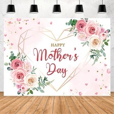 7x5FT Mothers Day Backdrop Pink Rose Floral Photography Background Props