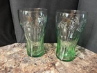 2 Vintage Libbey Coca Cola 16oz Green tint Drinking Tumbler Glasses