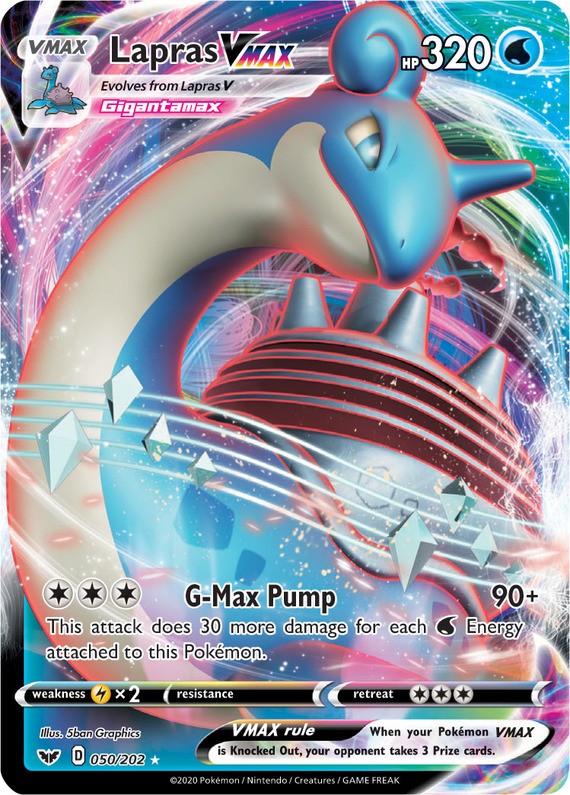Lightly Played Lapras VMAX - 050/202 - Ultra Rare Pokemon Sword and Shield