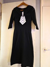 Bettie Page Las Vegas Size Large Black & White Polka Pencil Dress VGC