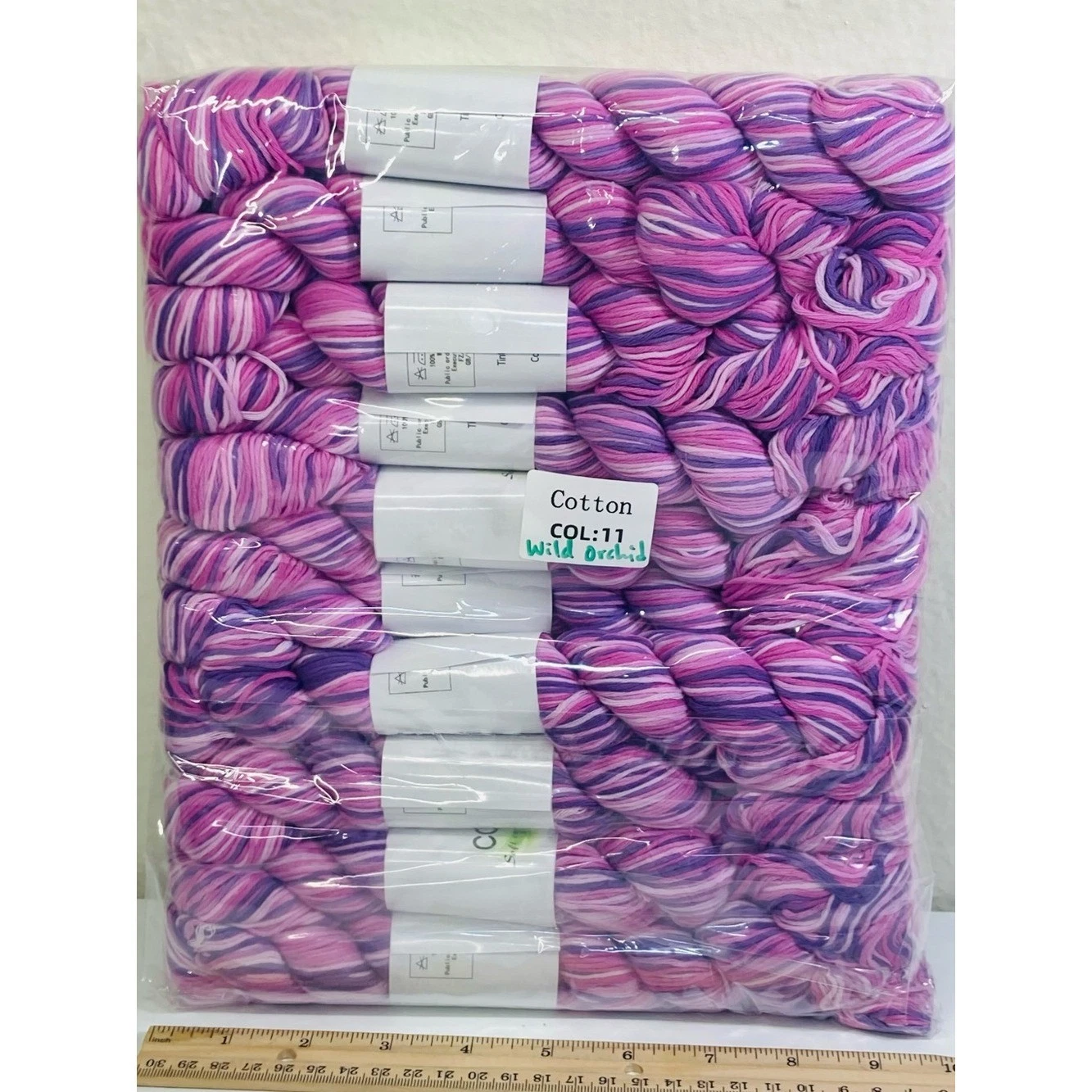 10 NEW (~500g total, ~50g ea.) 100% Cotton Variegated Hanks in Wild Orchid image 3