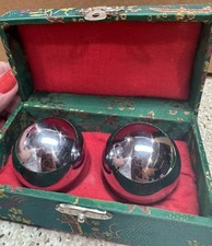 Vintage Chinese Baoding Meditation Stress Balls - Chrome Chime Balls with...