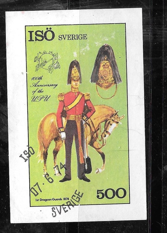 ISO SWEDEN 1974 GUARD CTO USED XF IMPERF MINI-SHEET TOPICAL PICTORIAL STAMP