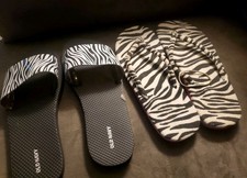New Old Navy Flip Flop Slide Sandals Womens Size 9 Animal Print Black Zebra LOT