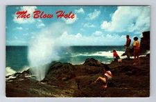 Honolulu HI-Hawaii, The Blow Hole, Antique, Vintage Postcard