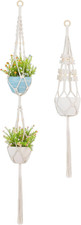2 pcs Macrame Plant Hanger Indoor Heavy Cotton Rope Double-Deck and Bee Style