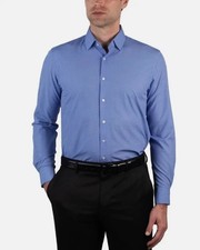 Nautica Men's Performance Slim Fit Dress Shirt, Navy, XL 17-17.5, 32/33 