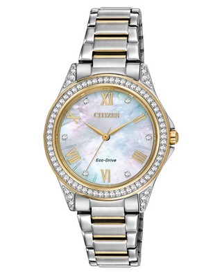 NEW Lady's Citizen Eco-Drive Mother Of Pearl Dial Watch Roman Numeral EM0234-59D