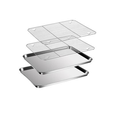 Commercial Quality Baking Sheet Pan Set Thick Cookie Tray Pans for Baking Roa...