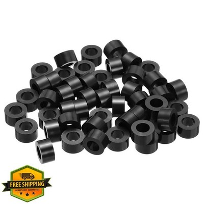 PATIKIL 50pc ABS Spacers 6mm ID, 11mm OD, 6mm H, Black Nylon M6 Bolt