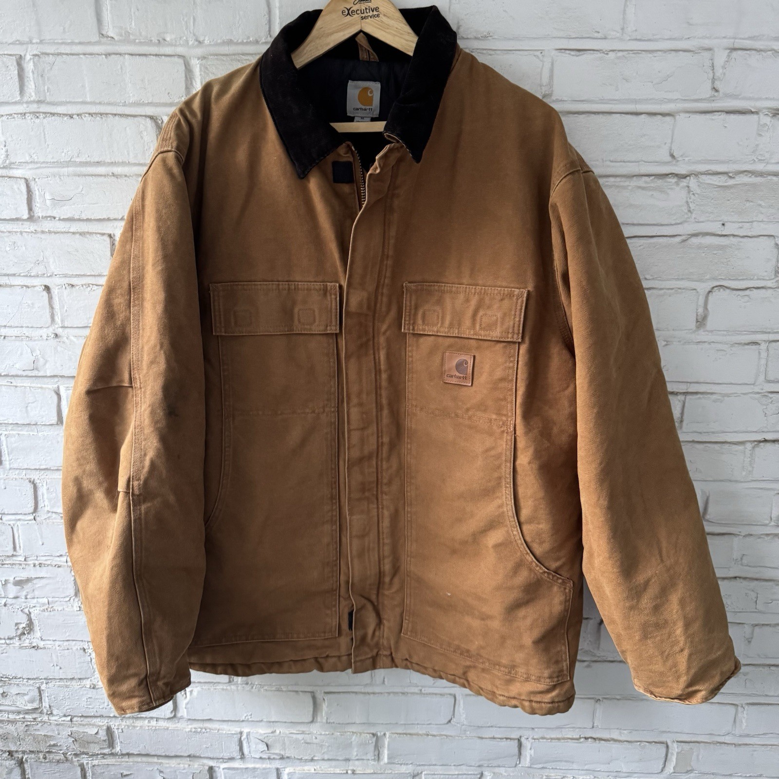 Carhartt Arctic Quilt Lined Sandstone Work Coat for Men Size XL C26-211