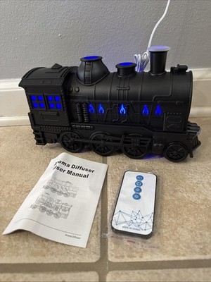 Train Shaped Flame Diffuser Aroma Humidifier Ultrasonic Black Night Light