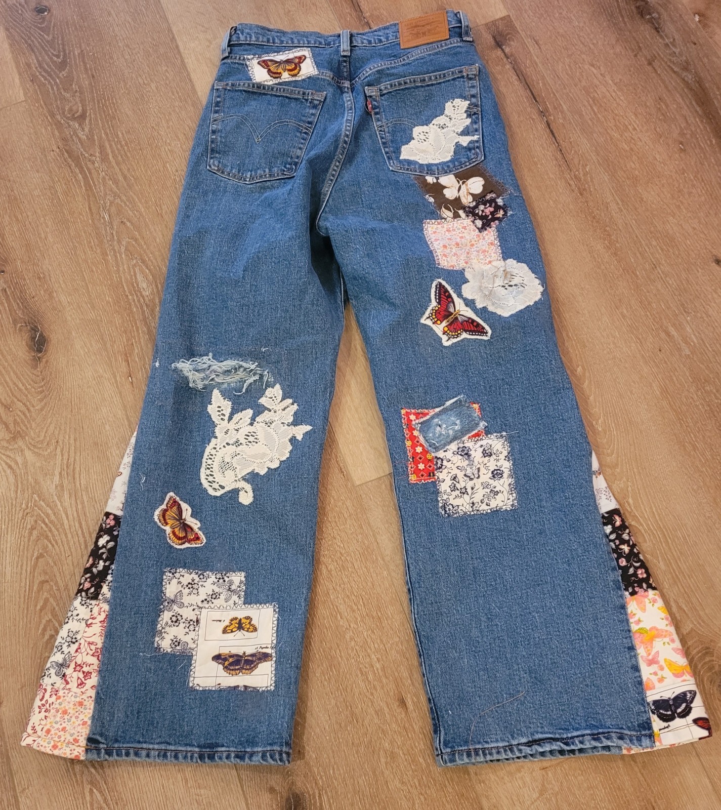 Levi's Ribcage Upcycled Patchwork Custom Bell Jea… - image 9