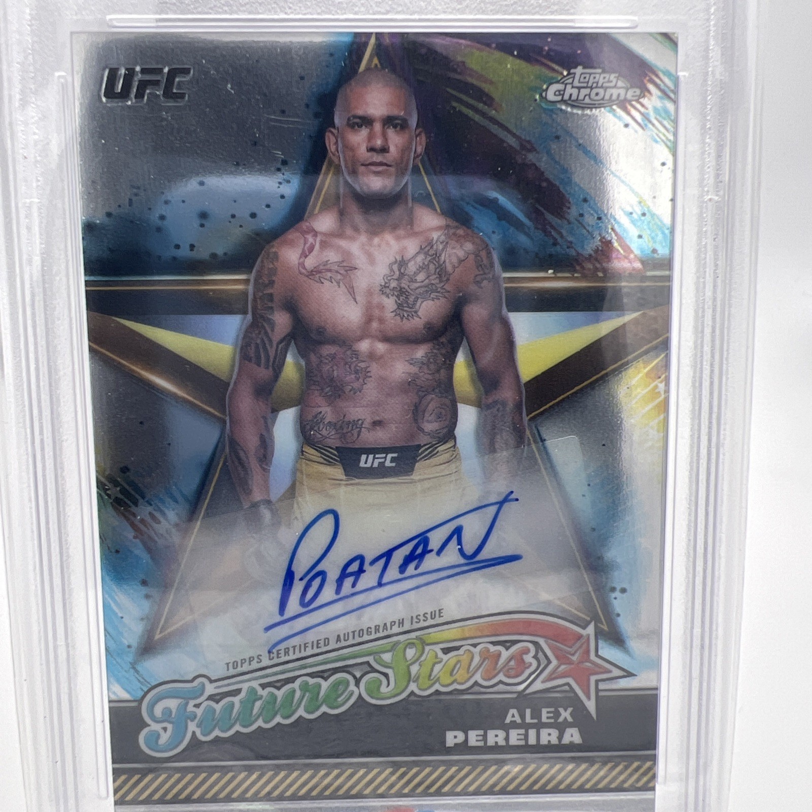ALEX PEREIRA 2024 Topps Chrome UFC Future Stars Auto Autograph Sp PSA 10 GEM MT view 3
