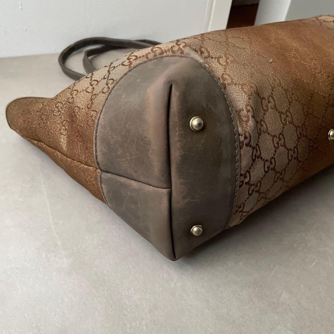 GUCCI Canvas Leather Tote Bag GG Brown C-260113-4 thumbnail 5