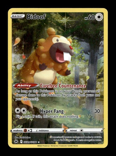 Bidoof GG29/GG70 Holo Crown Zenith Galarian Gallery Pokemon NM