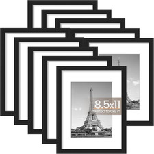 8.5X11 Picture Frame Set of 10, Display Pictures 6X8 with Mat or 8.5X11 Without,
