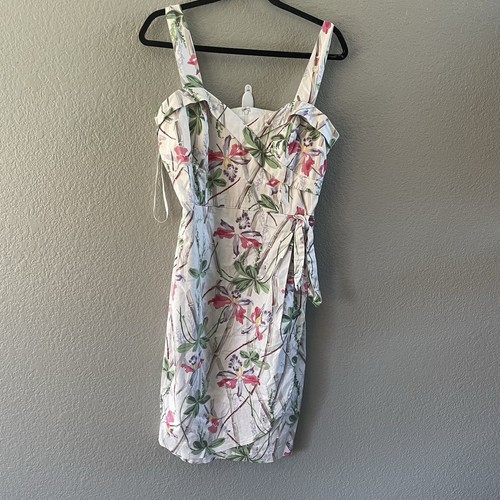 Hell Bunny Vixen Dress Womens XL White Floral Bamboo Pencil Rockabilly Retro - Picture 2 of 15