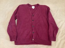 Lands End Kids Cardigan Sweater Wine Medium 10-12 Girls Boys Flaw