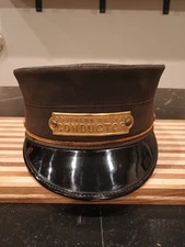 Vintage Southern Railway Brass Plate Conductor Cap Hat Black Sheffield Alabama 