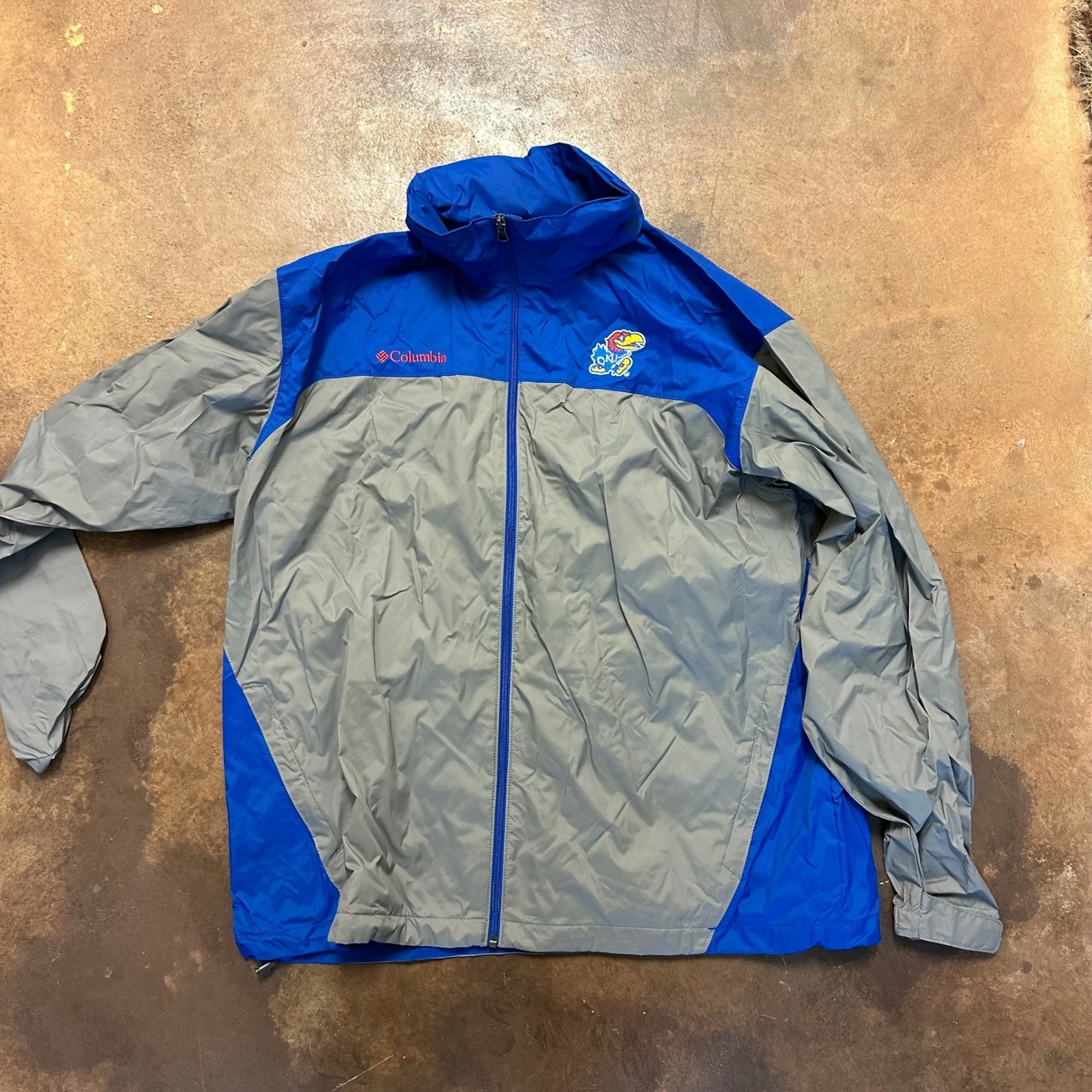 Columbia Windbreaker Jacket Kansas Jayhawks Full Zip Lightweight XL