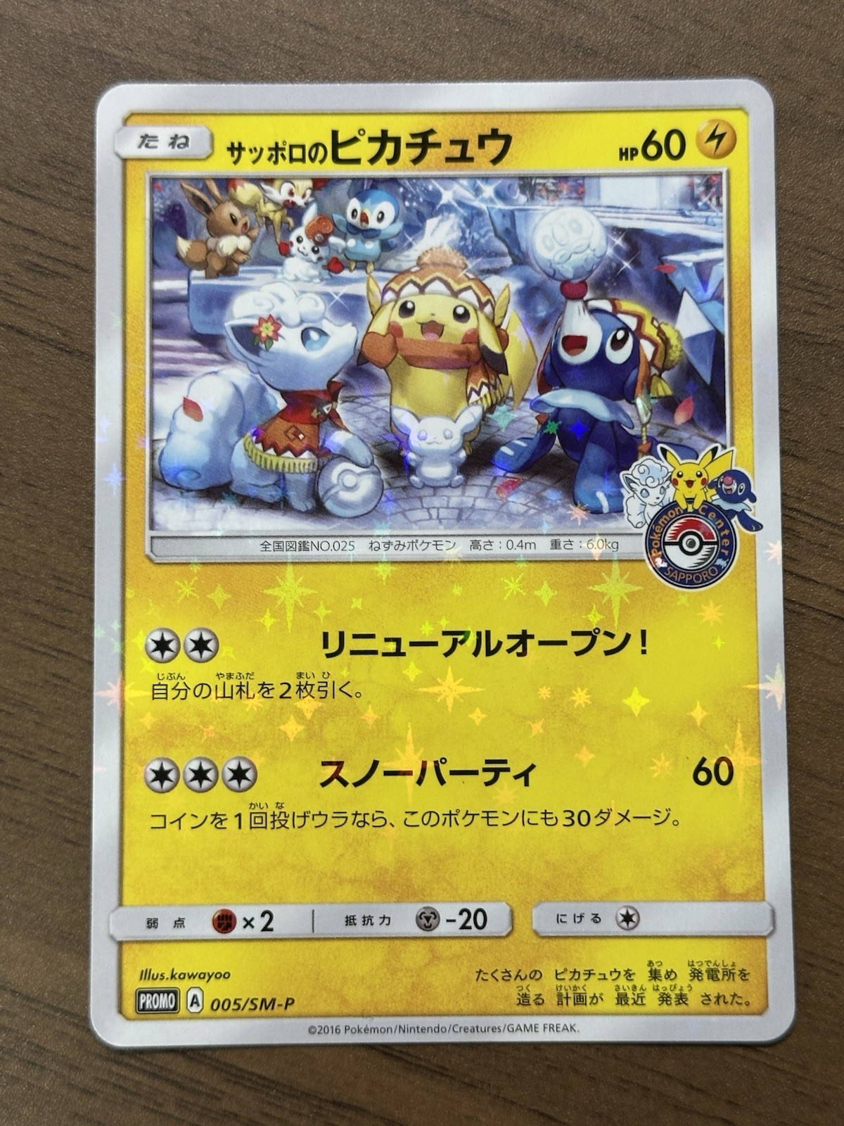 Sapporo's Pikachu 005/SM-P Japanese 2016 Pokemon Center Sapporo Promo Cards 621