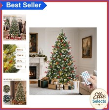 Prelit Pre-Decorated Christmas Tree 6FT 818 Tips Remote Control Warm White