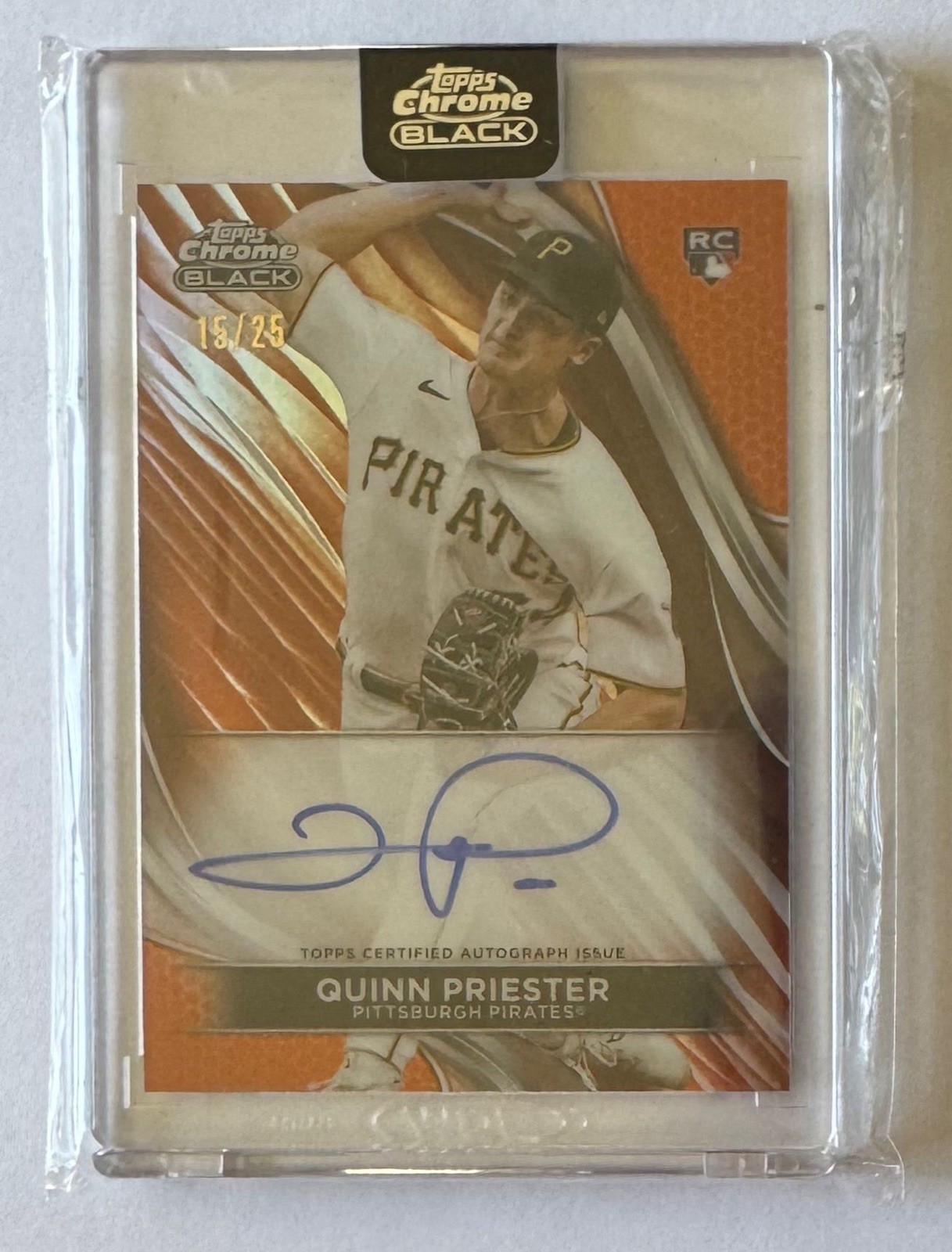 Quinn Priester 2024 Topps Chrome Black - Orange RC Rookie Auto #/25