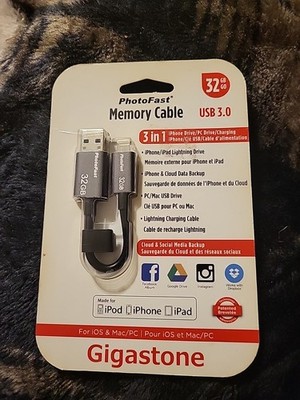 iPhone 32GB I Flash Drive USB 3.0 Memory Cable OTG by Gigastone Photofast