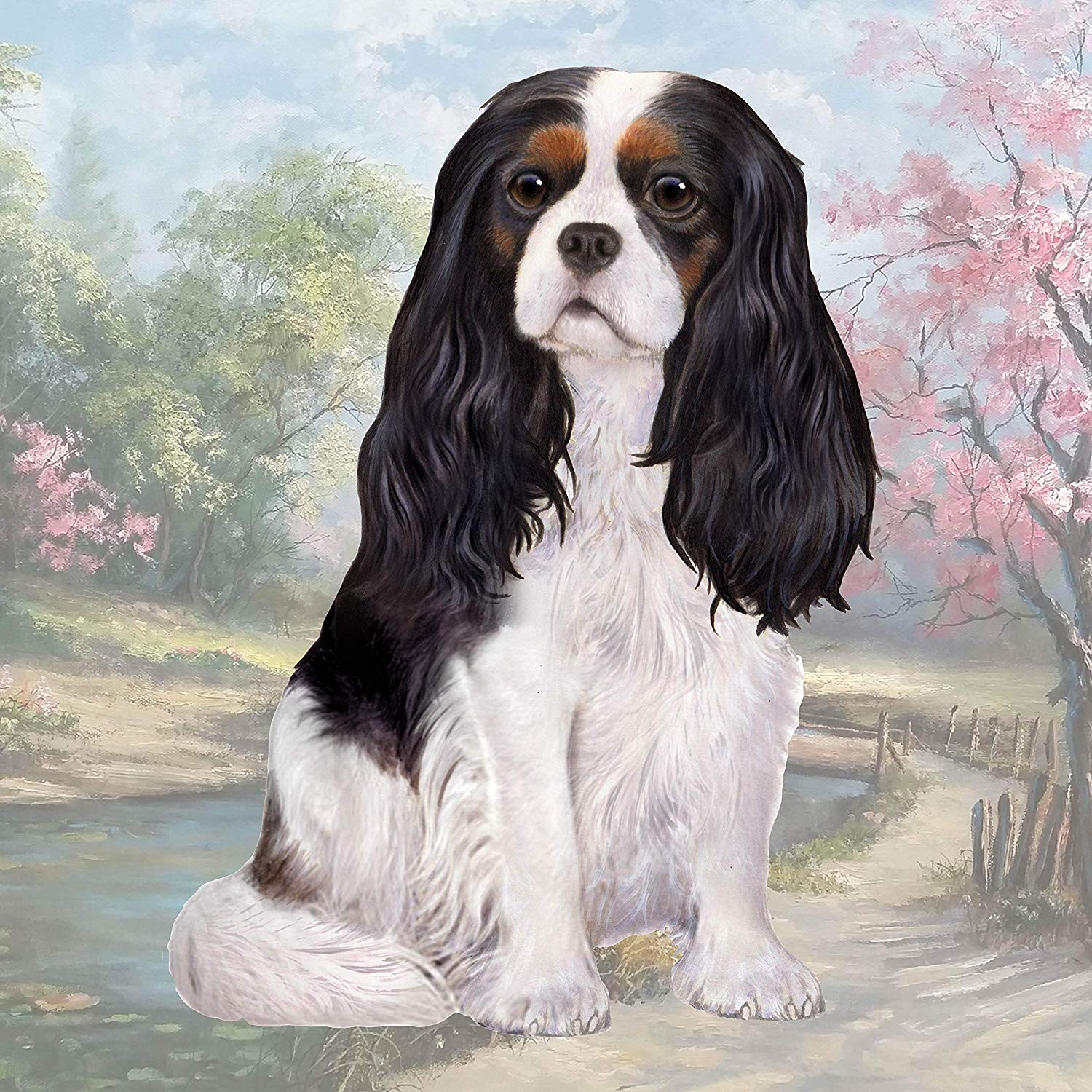 Кавалер Короля Чарльза трехцветный (сидя) Настольная подставка для напитков (1)