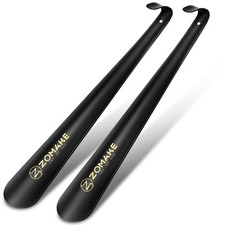 ZOMAKE 16.5 Inch Shoe Horn Long Handle inch, Black Metal 2 Pcs  16.5"  