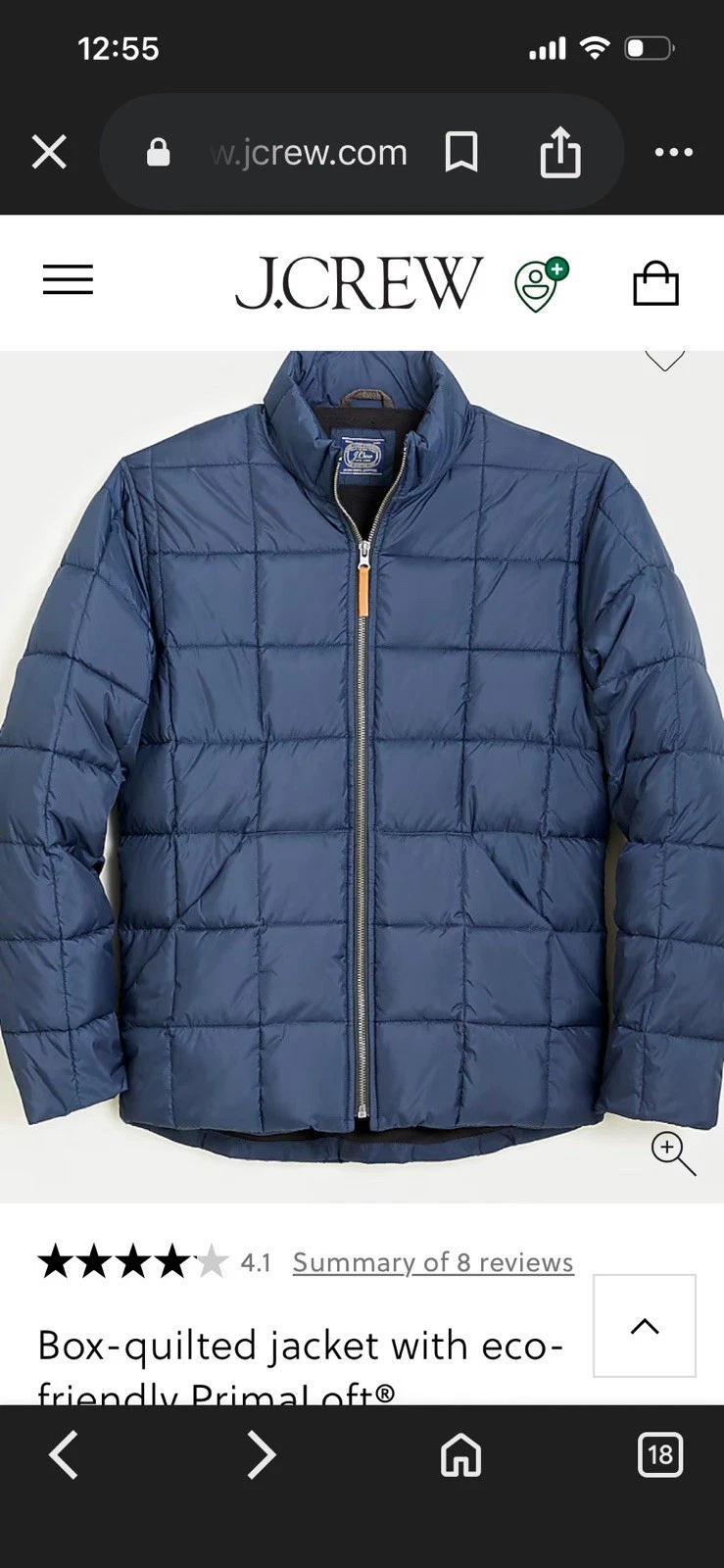 J.CREW puffer jacket insulated blue quilted fleece-lined leather-pull X- LG NWT
