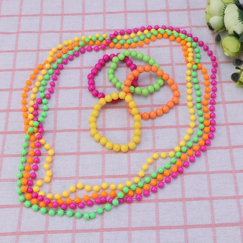 4 Stück Neon Perlen Armband Kunststoff Perlen Armbänder für Kinder Mädchen bunt - Bild 10 von 12