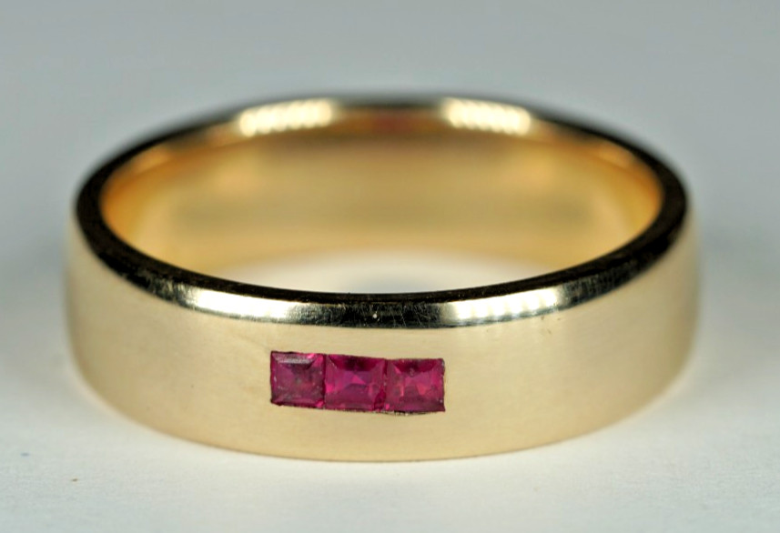 BESPOKE 14K Yellow Gold RUBY Ring MID-CENTURY MOD… - image 1