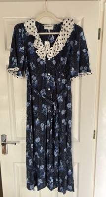 Cath Kidston blau Dilly Dolly Button Down Kleid Größe 14
