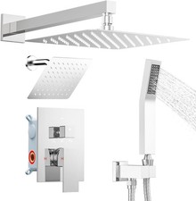 Shower System Shower Faucet Set, 12" 6" Wall Mount Dual Rain Shower Head set
