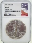 RARE STAR GRADE 1991 Silver Eagle Mercanti NGC MS70*