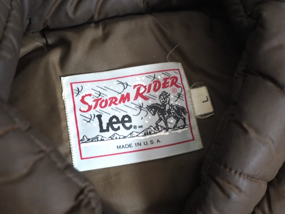 VTG 70s Lee Storm Rider Dark Brown Western Talon Logo Puffer Vest USA Mens L - Image 3 of 4
