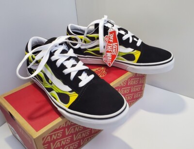 NEU VANS Sneaker 'Old Skool' gemustert, schwarz-weiß-neongrün, Größe 38