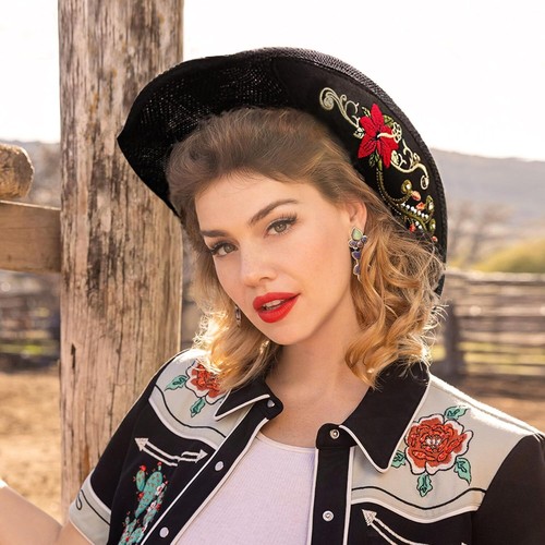 Cowboy Hats for Women and Men Straw Western Hat Small-Medium, Black - Picture 7 of 8