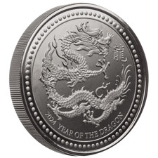 5 Tala Lunar - Year of the Dragon Dragon Samoa 2 oz Silver Black Rhodium 2024 52.37 per troy oz