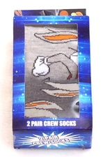 Space Jam Bugs Bunny Crew Socks 2 in Box Men's 6-12 New In Box