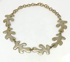 Vintage Matiere Premiere Paris Gold Leaf Stylized Necklace Signed