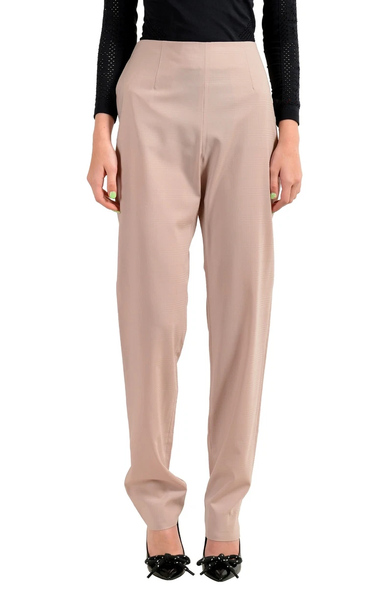 Maison Margiela Women's Beige 100% Wool Flat Front Pants US M IT 42
