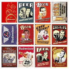 Metal Vintage Retro Shabby-Chic Beer Fridge Magnets 100mm x 75mm 