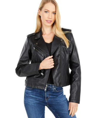 LEVI'S Women's Black Faux-Leather Moto Jacket, XS